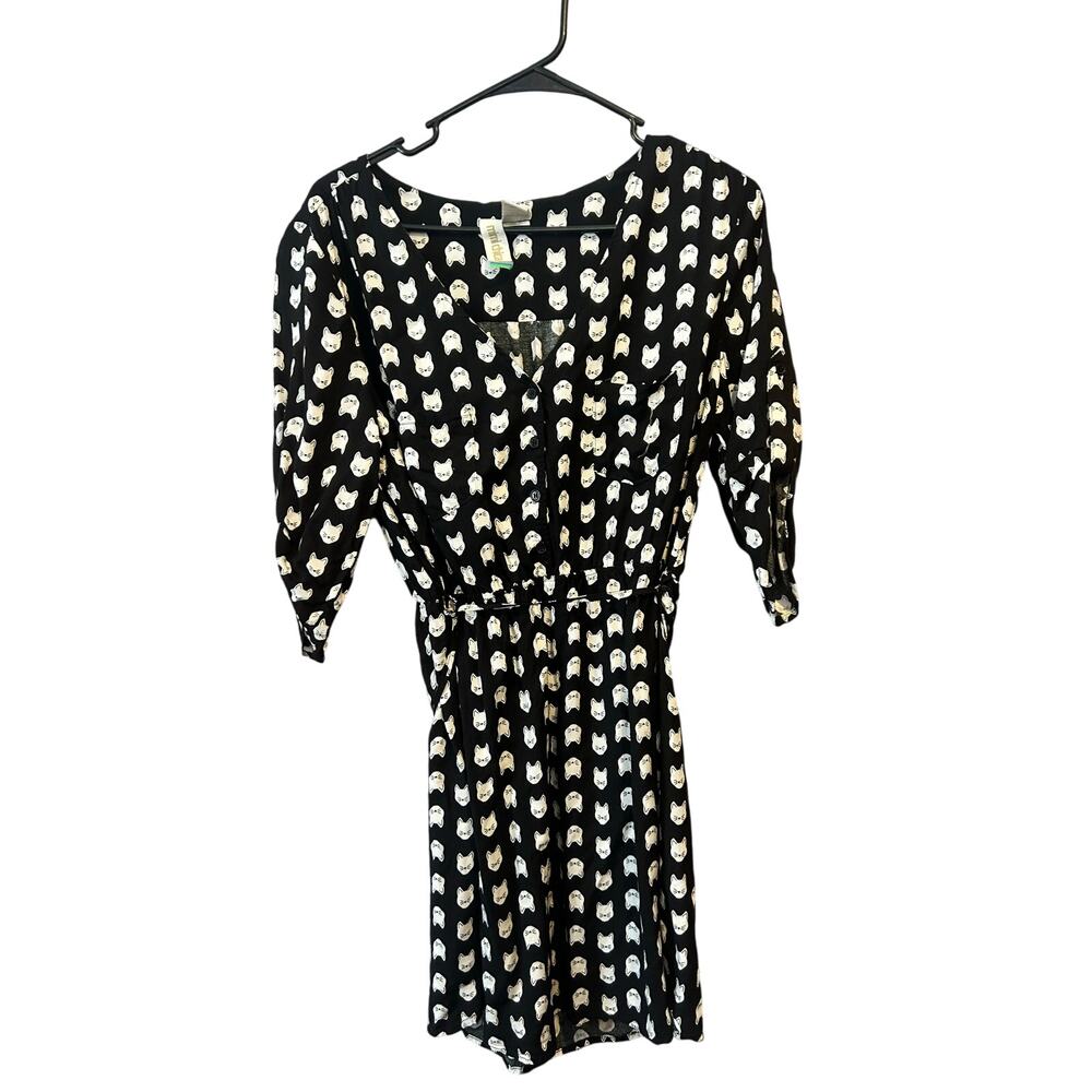 mimi chica cat dress black white 3/4 sleeve elastic waist youth girls size XL